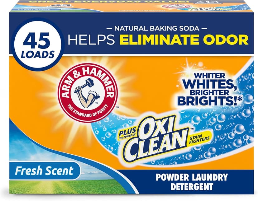 Arm & Hammer Plus OxiClean Powder Laundry Detergent, Fresh Scent, 45 Loads, 3.48 Pound (Pack of 1) - Package May Vary