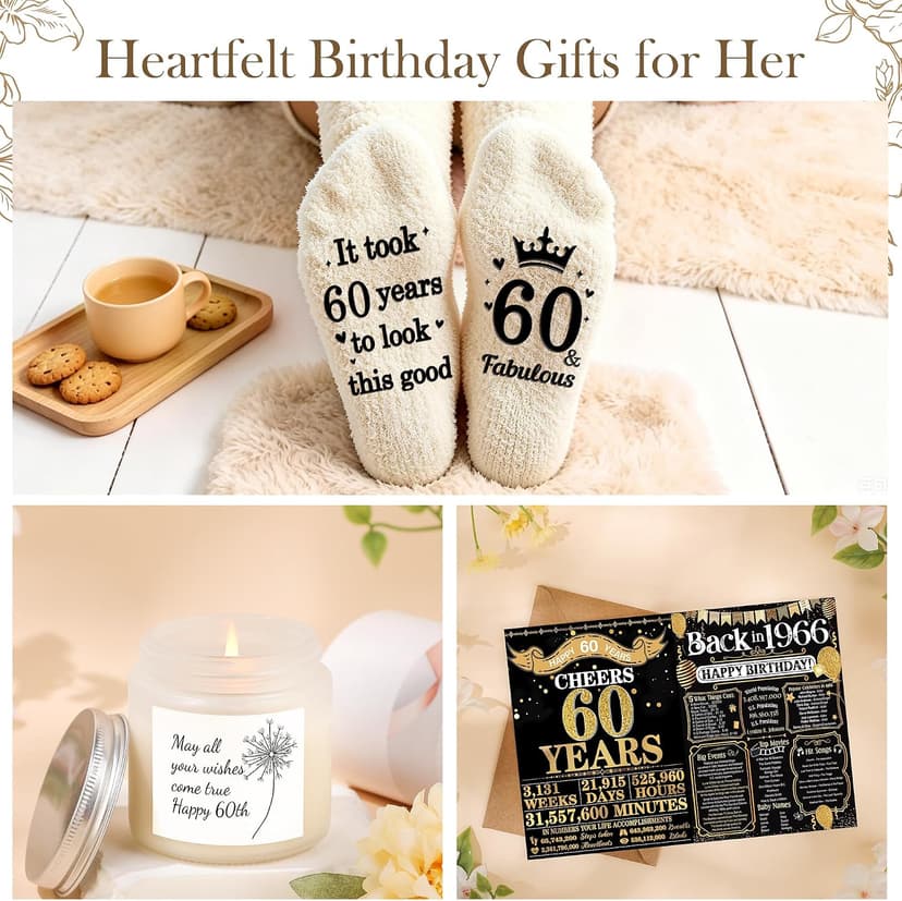 40th 50th 60th Birthday Gifts for Women Tote Bag Birthday Gifts Set for Mom Wife Sister Grandma Birthday Gifts for Her