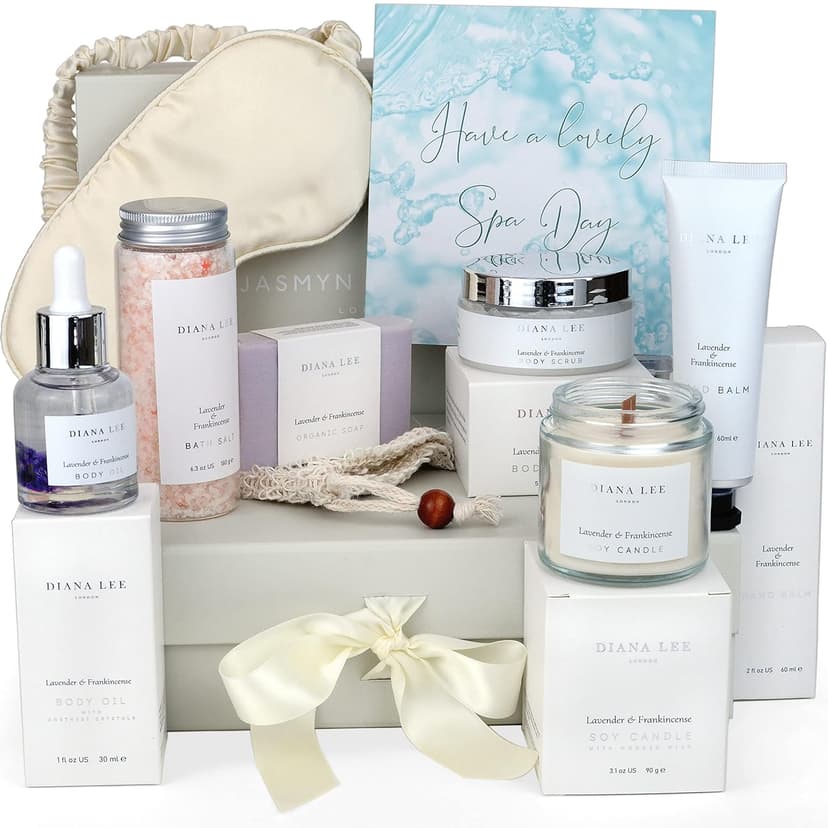 Luxury Spa Gift Basket for Women - 10 Relaxing Spa Birthday Gifts for Women with Lavender. Bridal Shower Gifts for Woman with Self Care Kit. Get Well Soon Package for Mother Sister.