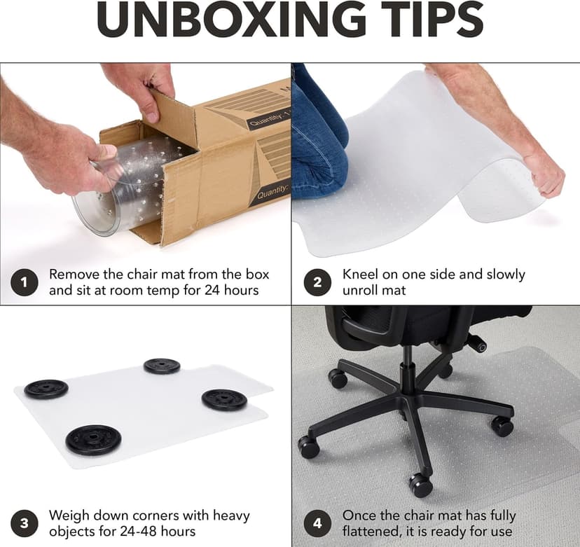 HON Office Chair Mat for Carpet, Clear Desk Mat with Extended Lip for Rolling Computer Chairs, Heavy Duty Vinyl Floor Protector for Low Pile Carpet, 36 x 48 in, Clear