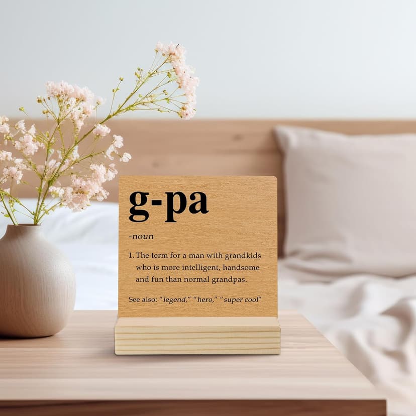 G-Pa Grandpa Gifts Desk Decor, Grandpa Gifts for Birthday Father's Day Decorative Signs & Plaques, G-Pa Definition Desk Sign with Wooden Stand for Home Office Shelf Table Decor B0GJR7LD9H
