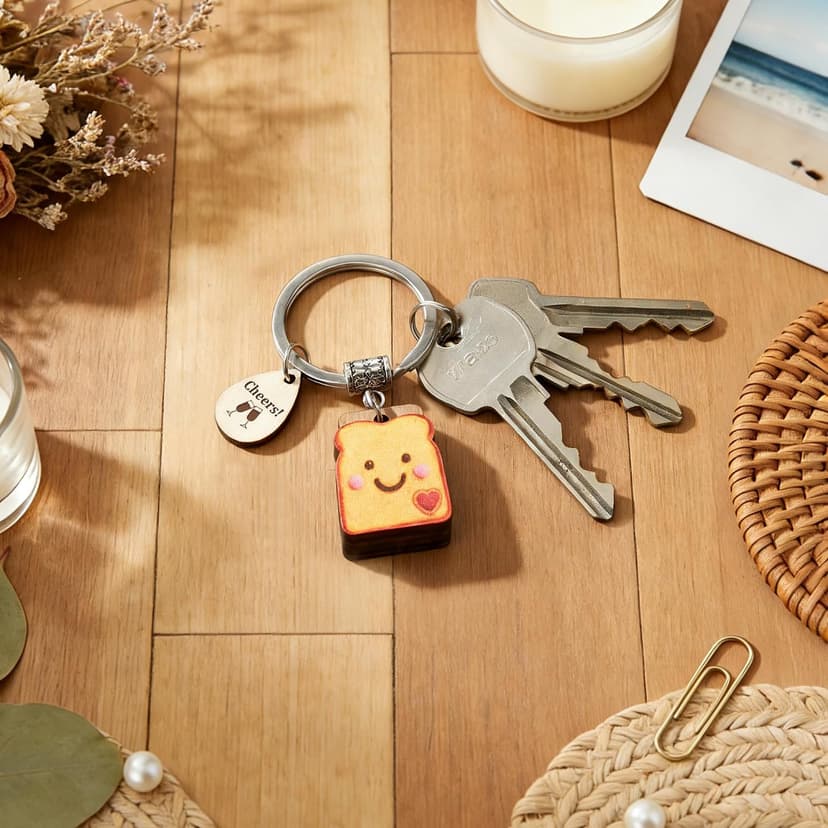 Next Chapter, New Home, Engagement, New Job, PBJ, 18 21 Birth, Loaf You, Thank You, Graduation Gifts, Couple, Friend, Retired PEALICIOUS Toast Keychain for Girls New Beginnings Congratulations Gifts B0FNQZ19F5
