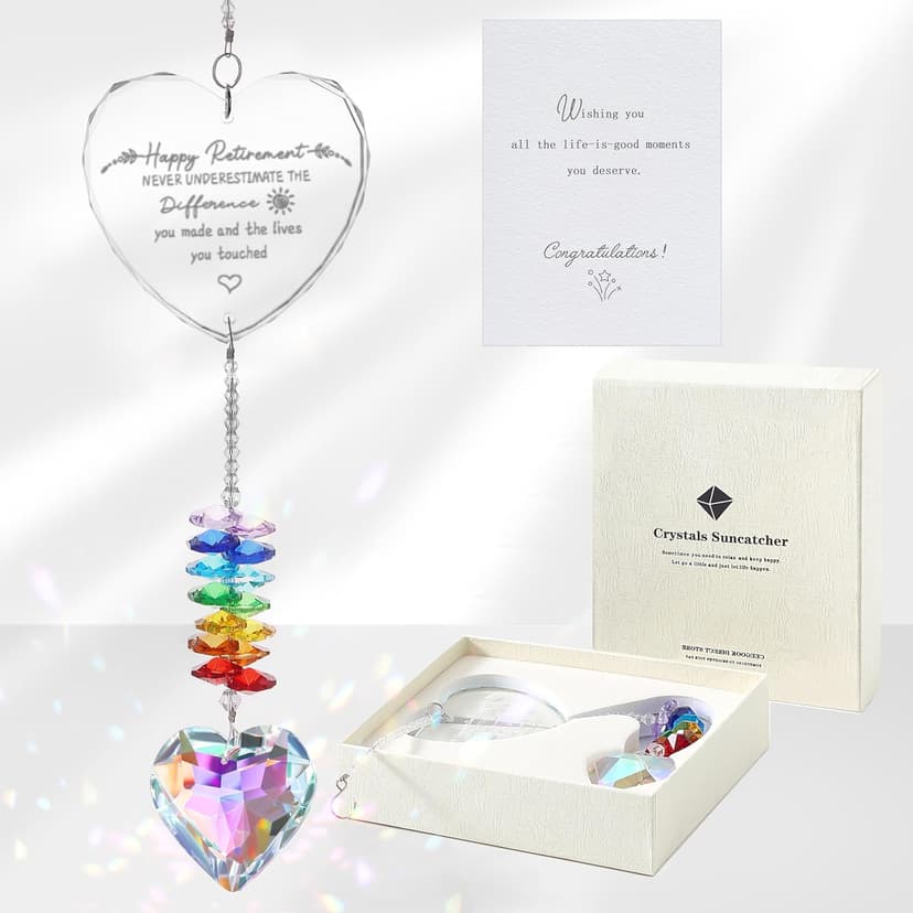 Classy Happy Retirement Gifts, Beautiful Retirement Party Decorations for Men, Retired Friend, Coworker, Nurse, Teacher Retirement Gifts for Women, K9 Crystal Suncatcher Retirement Gift B0DGXPBGK1