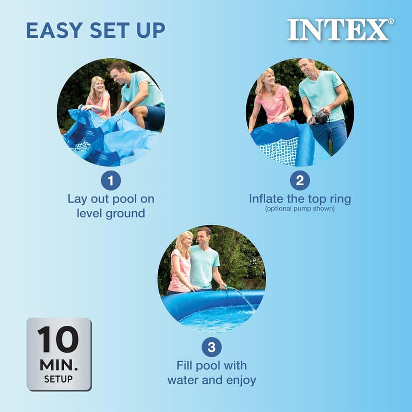 Intex 28157EH Easy Set Inflatable Swimming Pool Set: 15ft x 33in – Includes 530 GPH Cartridge Filter Pump – Puncture-Resistant Material – 2587 Gallon Capacity – 26in Water Depth