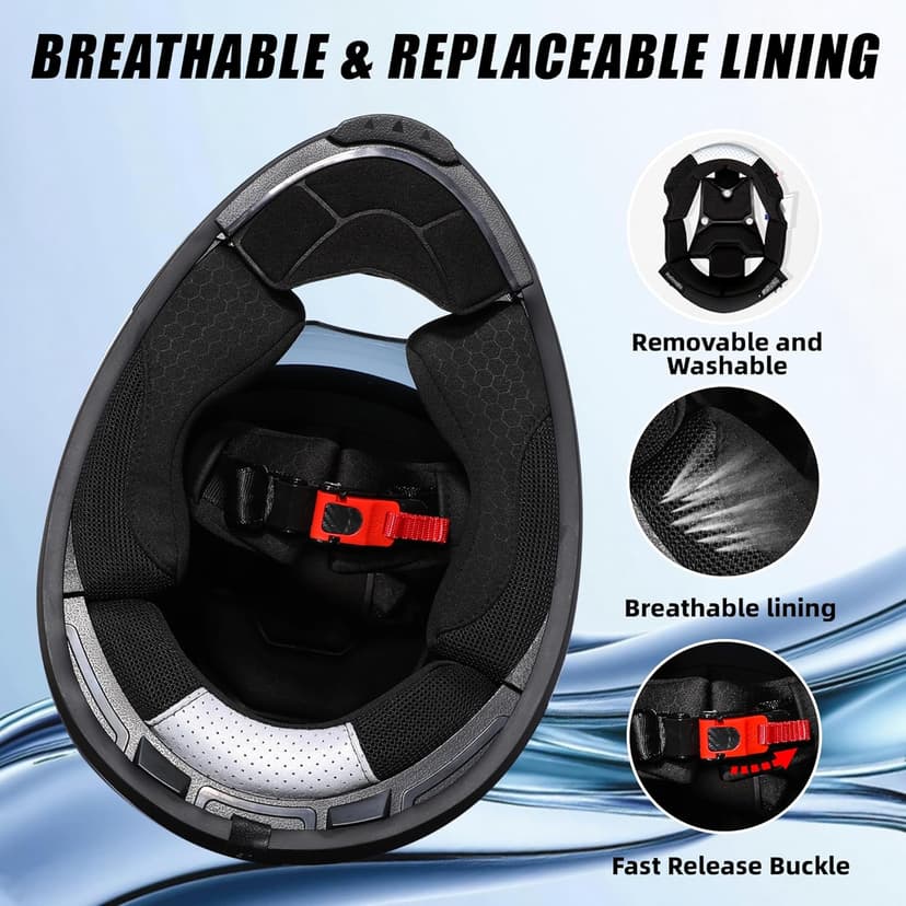 TRIANGLE Motorcycle Helmets Full face Helmet for Adults Men and Women Dual Visor with Internal Sunshield DOT Approved