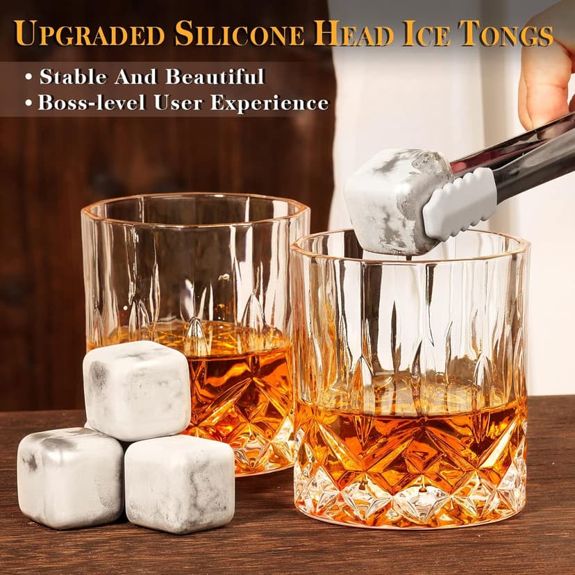 Oaksea Boss Day Gifts for Men Him Christmas, Anniversary Unique Gifts for Him, Birthday Retirement Gift for Boss Men, Stainless Steel Engraved Whiskey Stones Glasses Cool Burbon Scotch Set Gift