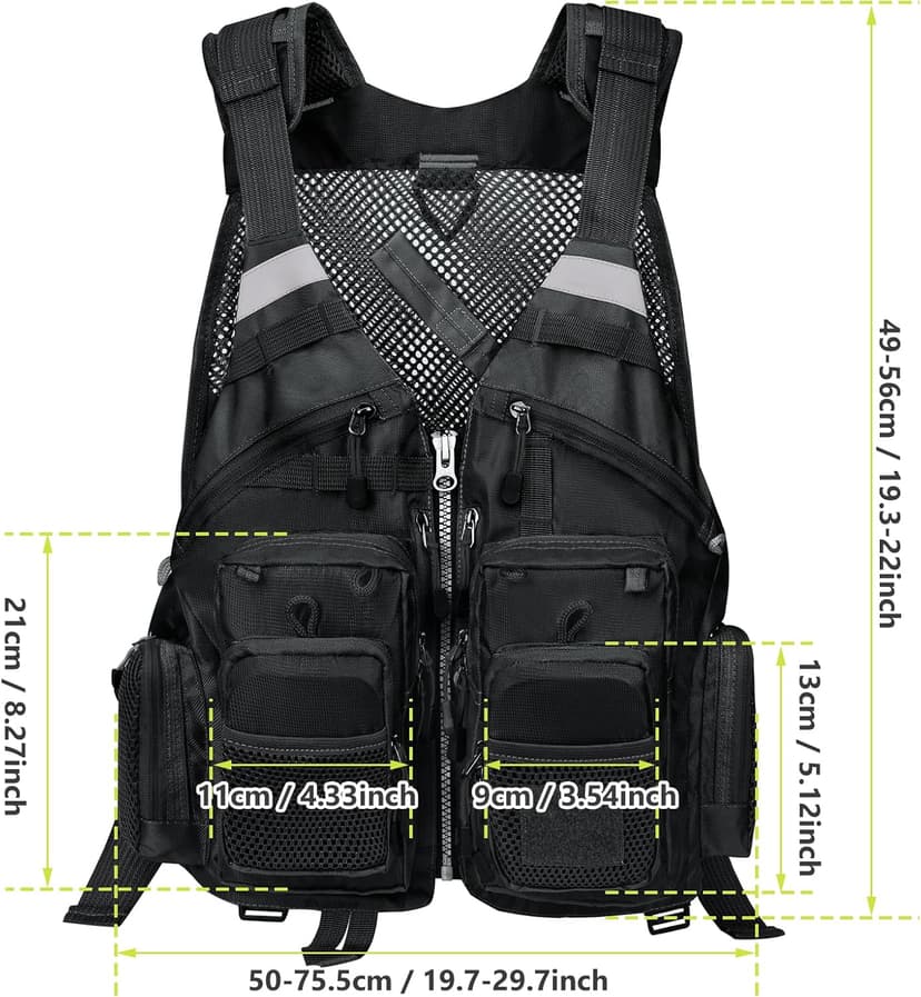 Gonex Fly Fishing Vest for Men Women, Comfortable Adjustable Fishing Vest with Multi-Pockets Reflective Stripes
