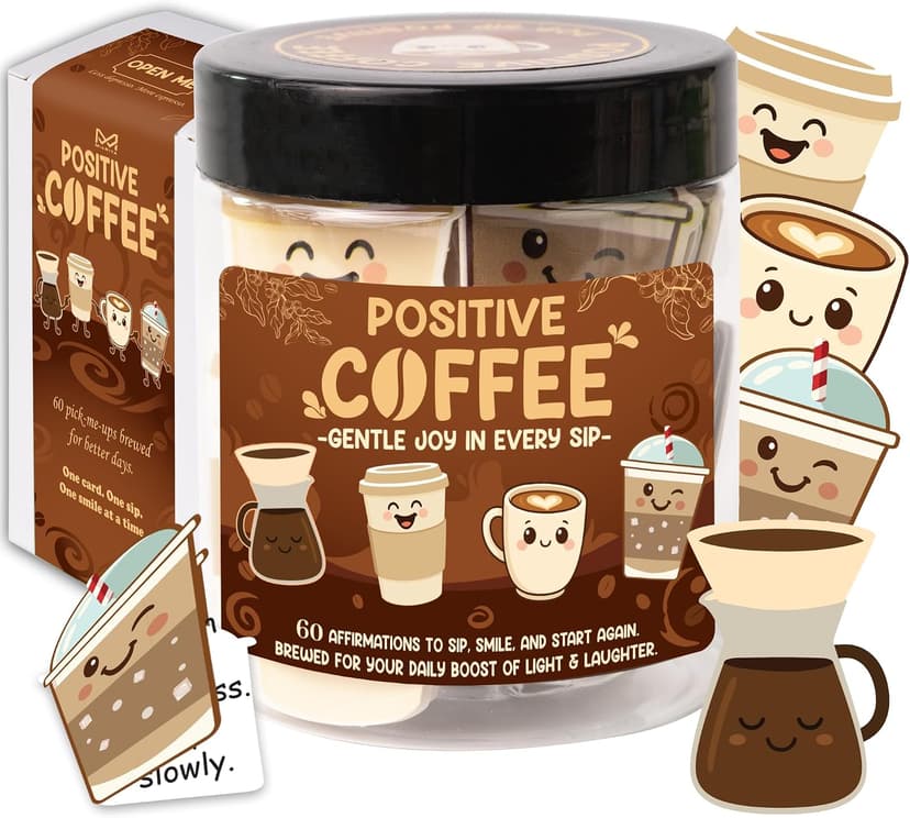 Miarita Positive Coffee Jar- 60 Funny Coffee Lover Gift for Women Men Teachers Gifts, Employee Nurse Teacher Appreciation Gift, End of Year Teachers Gifts, White Elephant Gifts for Women Men Friends B0FJ21JRRM