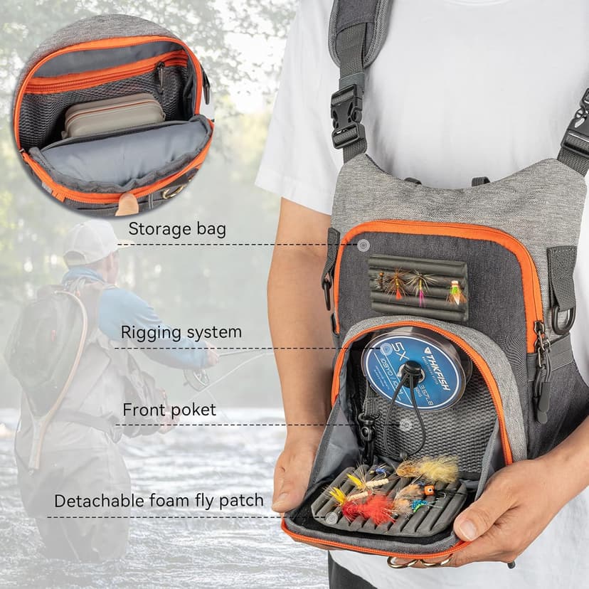 QualyQualy QulayQualy Fly Fishing Pack - Chest Pack with Work Station Lightweight Tackle Fishing Bag with Quick-Release