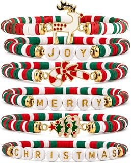 Christmas Festive Gifts for Women Adults - Xmas Sweater Dresses Shirts Outfits Accessories | Christmas Party Favors Supplies OHOME Stocking Stuffers - 6 Pack Christmas Bracelets for Teens Girls Women B0H492897X