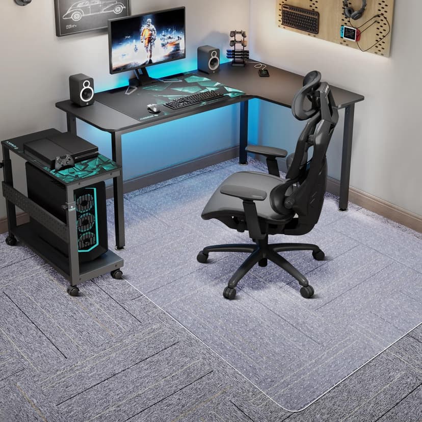 Tydle Chair Mat for Carpet, 60" x 46" Chair Mat for Carpeted Floors, Non-Slip Computer Under Desk Plastic Floor Mat for Work Gaming Chairs, Heavy Duty Carpeted Floor Protector for Home Office (Clear)