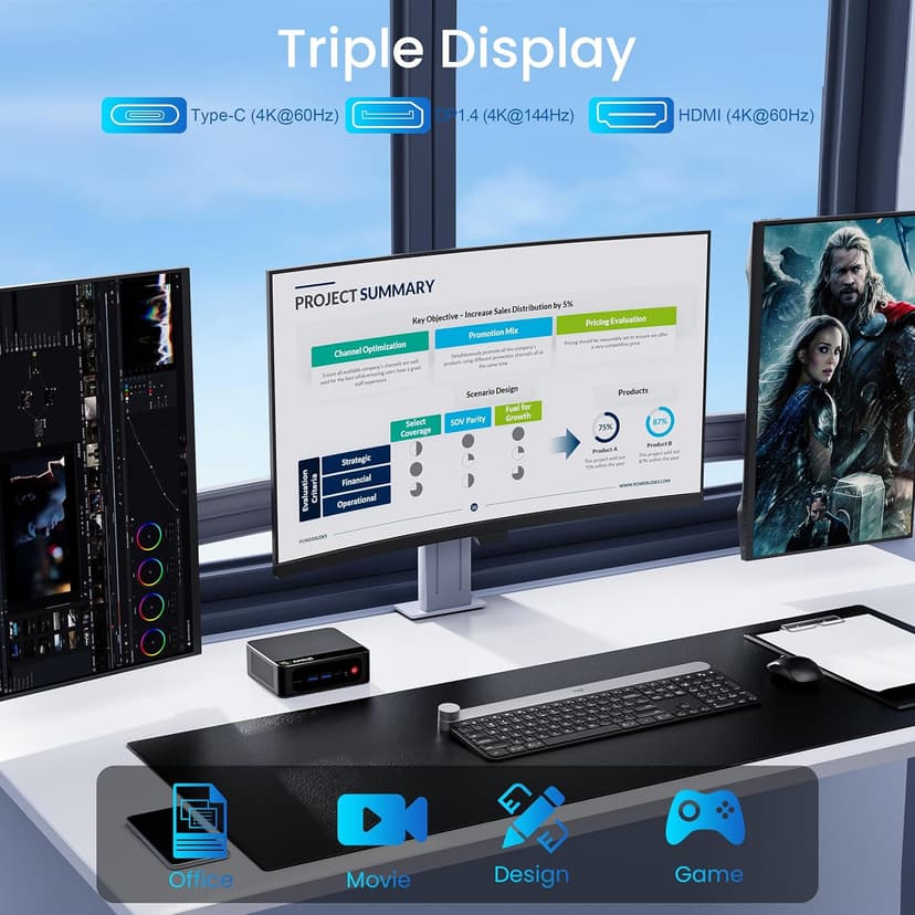 Beelink Ser5 Pro mini PC, AMD Ryzen 5 5500U (Up to 4.0GHz,6C/12T), 16GB DDR4 500GB PCle SSD,mini Computer Support 4K Triple Display/2.5G LAN/WiFi6/BT5.2, Home/Office Mini Desktop Computer