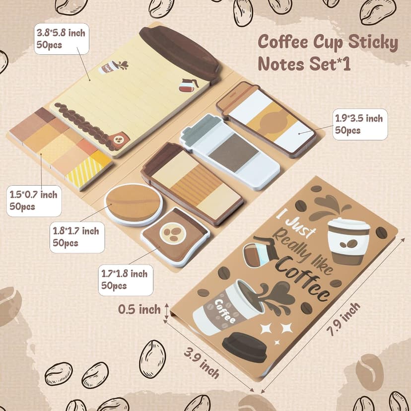 Self-Stick Notes Pages, Teacher Appreciation Gift, School Office Supplies, I Just Really Like Coffee Design B1ykin Sticky Notes Set - 550 Sheets Memo Writing Pad Coffee Cup Design B0CQT7V1DS