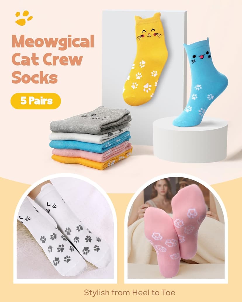Cat Socks Stocking Stuffers for Women: Unique Funny Cute Cat Lover Gifts Novelty Comfy Animal Socks for Women, Christmas Xmas Gifts for Ladies Mom Wife Her Girlfriend Teen Girls Birthday Gift Ideas B0FM88P2PP