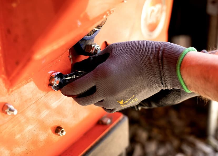 G & F Products 12 PAIRS Mens Working Gloves with Micro Foam Coating - Garden Gloves Texture Grip - men’s Work Glove For general purpose, construction, yardwork, Large (1519L-12),Grey/Black