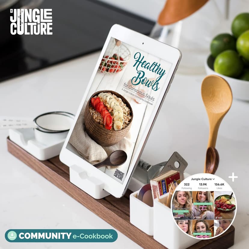 Jungle Culture 2 Polished Coconut Bowl & Wooden Spoons Set with Bamboo Straws • Natural Yoghurt & Smoothie Bowls Ideal for Ninja Creami • Healthy Coco Shell Buddha, Acai • Eco Friendly Vegan Gifts