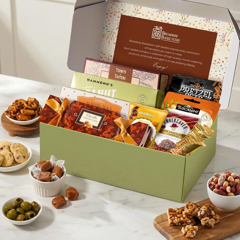 Bereavement care package with assorted snacks for loss of a loved one, funeral, memorial, or condolences. Kosher shiva. Broadway Basketeers Sympathy Gift Box & Condolence Care Package B0DM6Q61D2