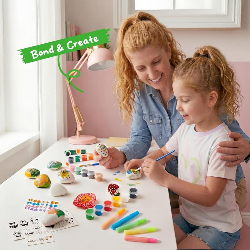 JOYIN Rock Painting Kit- Glow in The Dark Rock Kit, Arts and Crafts for Kids Ages 6-12, Art Supplies Toy, Kids Craft Paint Kits, Arts & Crafts for Boys Girls Birthday Party Gift Toy