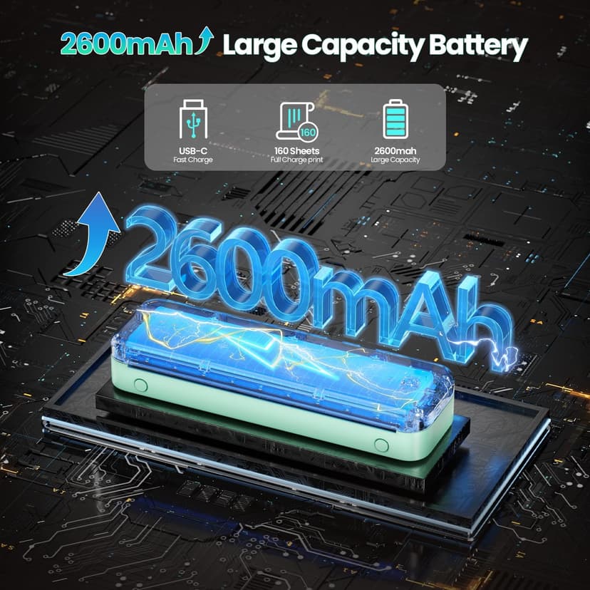 Phomemo Portable Printers Wireless for Travel Upgraded, M834 Bluetooth Label Printers 8.5" x 11"& A4 Size,Desktop Label Printers with Carry Case for Travel,Office,School,Car,Home,Light Green