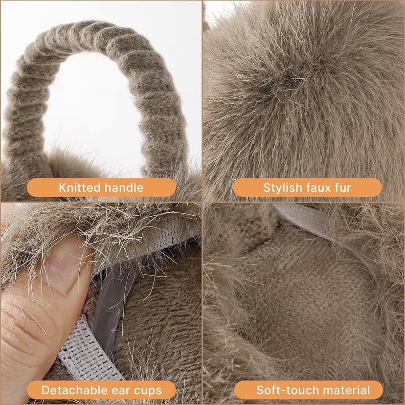 TOBEHIGHER Muffs for Winter Women - Faux Fur Earmuffs, Soft Warm Stylish Ear Muffs for Women Cute Foldable