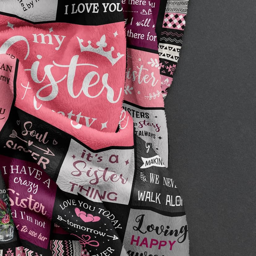Ruvinzo Sister Gifts from Sis, Sisters Birthday Gift Idea, Best Sister Ever Gift for Women, Birthday Gifts for Sisters, Sis Soft Throw Blanket 60" x 50" B0BY8BFFQ9