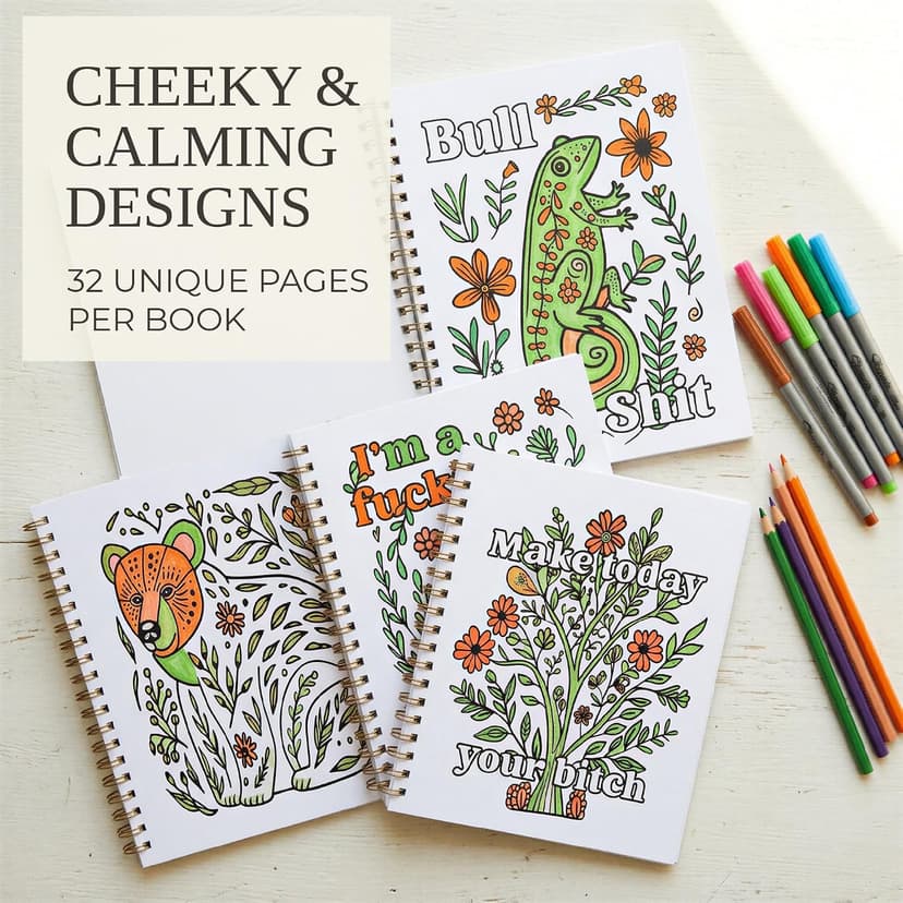 Funny Coloring Books with a Lot of Laughs - The Perfect Stress Relieving Gift for Women and Friends Beautiful Coloring Book Set of 2 for Adult Relaxation with Floral Designs B0DNK9H45K