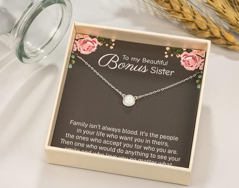 RareLove Sister in Law Christmas Gifts,Gifts for Sister in Law,925 Sterling Silver White Opal Necklace for Unbiological Bonus Sisters Gift,Wedding,Thank You,Bridesmaid,Bridal Shower Gift