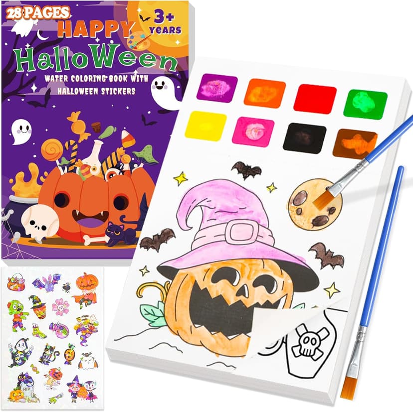 Yeolepor Halloween Crafts for Kids - Paint with Water Books and Stickers for Toddlers Mess Free Watercolor Painting Set Drawing Activities Treats Toy Halloween Gifts for Boy Girl Ages 4 5 6 7 8