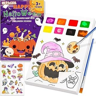 Yeolepor Halloween Crafts for Kids - Paint with Water Books and Stickers for Toddlers Mess Free Watercolor Painting Set Drawing Activities Treats Toy Halloween Gifts for Boy Girl Ages 4 5 6 7 8