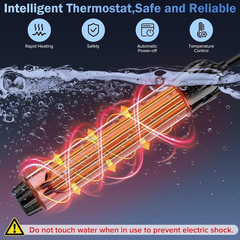 Portable Water Heater 2000W, Pool Heater - Immersion Heater with Digital Thermometer, Upgraded Magnesium Oxide Heating for Fast Heating, for Small Pools, Bathtubs, Buckets, Tanks