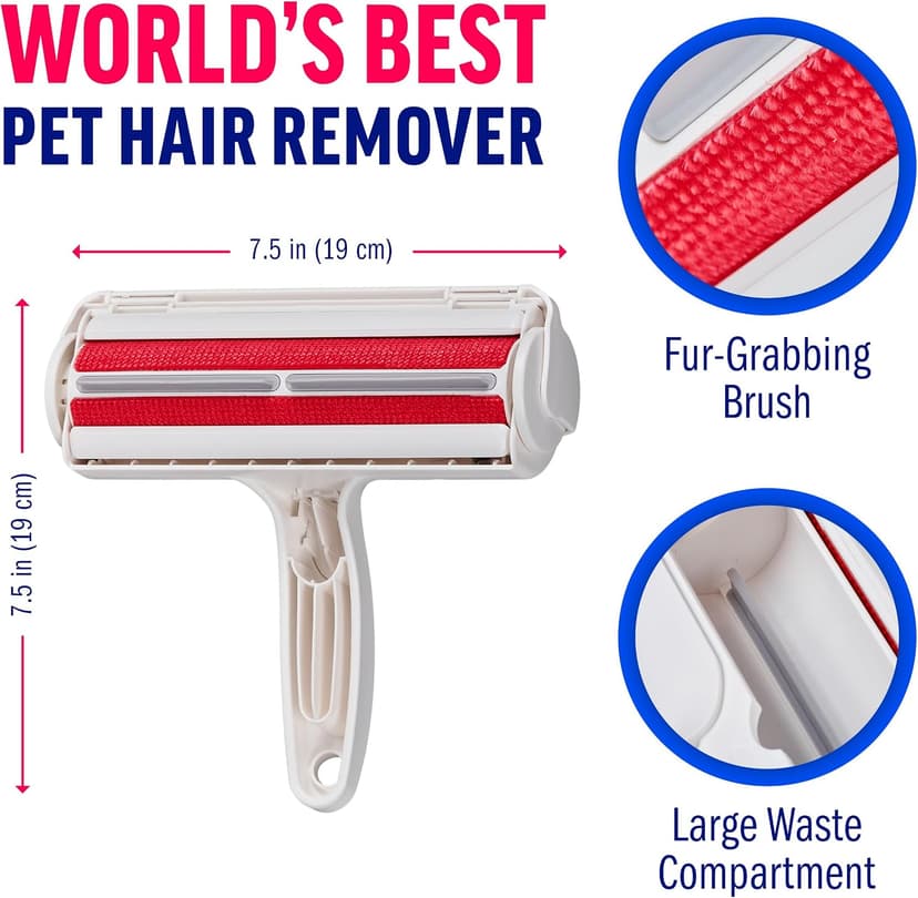 ChomChom Roller Pet Hair Remover – Original Size Reusable Lint Roller for Cat & Dog Hair on Furniture, Couch, Carpet, Car, Rugs & Bedding – Portable, Eco-Friendly (White) B00BAGTNAQ