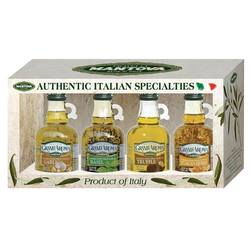 Mantova Grand’Aroma Flavored Extra Virgin Olive Oils, Variety Gift Set, made in Italy, cold-pressed, 100% natural, heart-healthy, for grilling, barbequing, smoking, and cooking, 8.5 oz B000AMXU1Y