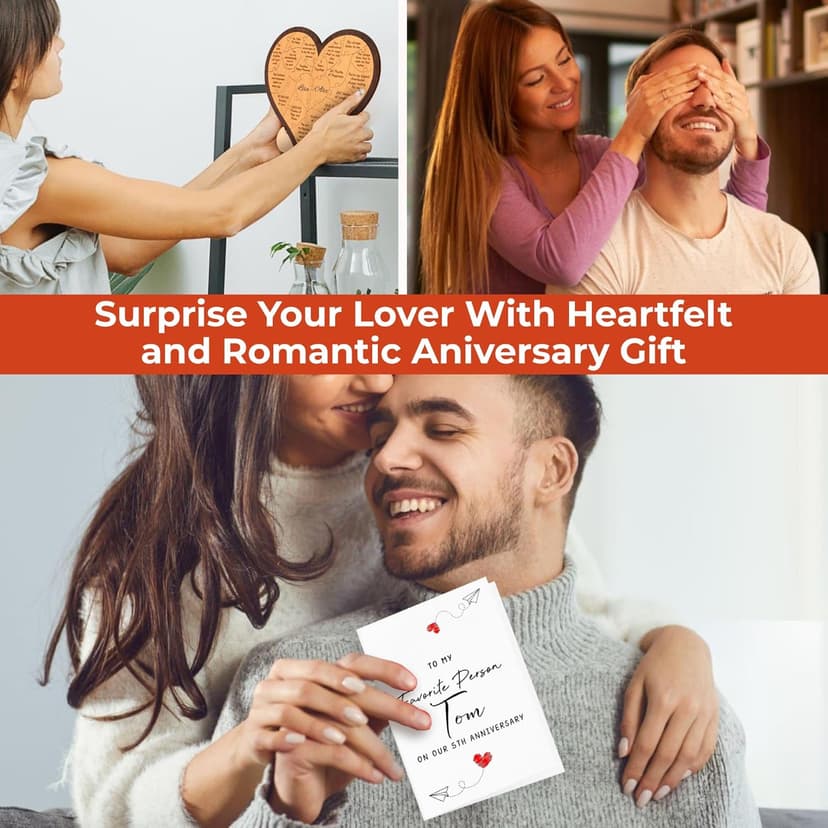 5 Year Anniversary Wood Gifts For Him Her - 5th Anniversary Marriage Gifts For Wife Husband, Wooden Wedding Gift For For Fifth Anniversary