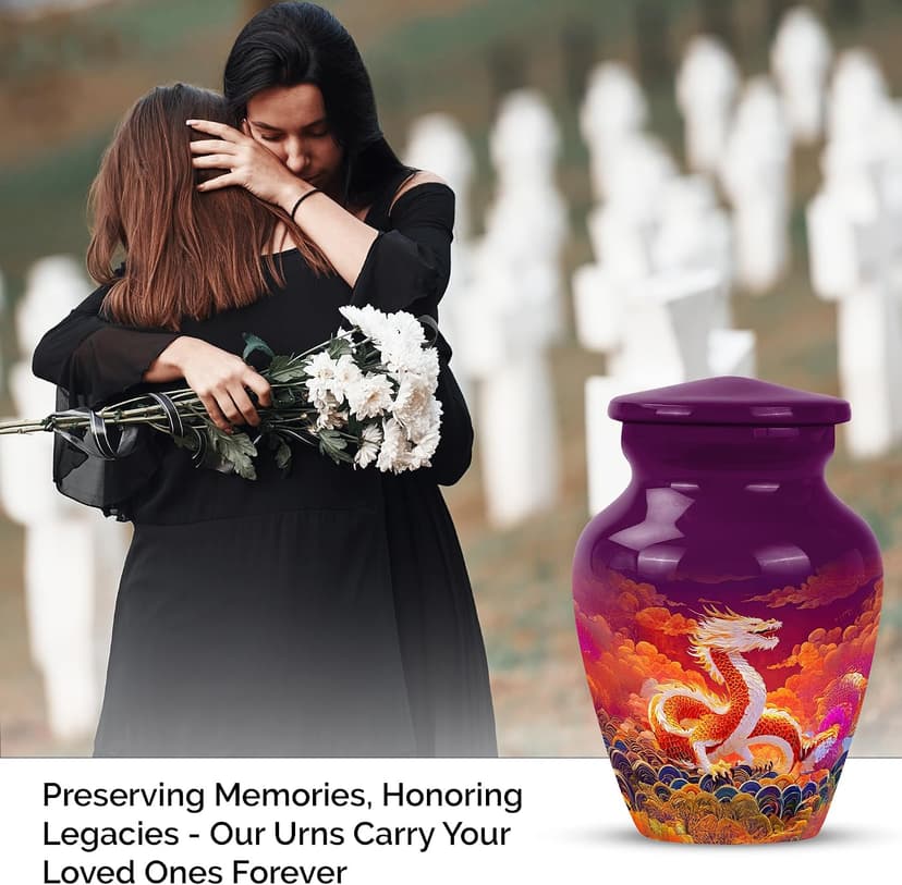 Orange Dragon Keepsake Urn for Ashes Adult Male & Female 3 Inch, Purple Cremation Urns for Human Ashes, Burial Urn for Remains, Burial Urns for Women, Funeral Gift B0FFZBHKX8