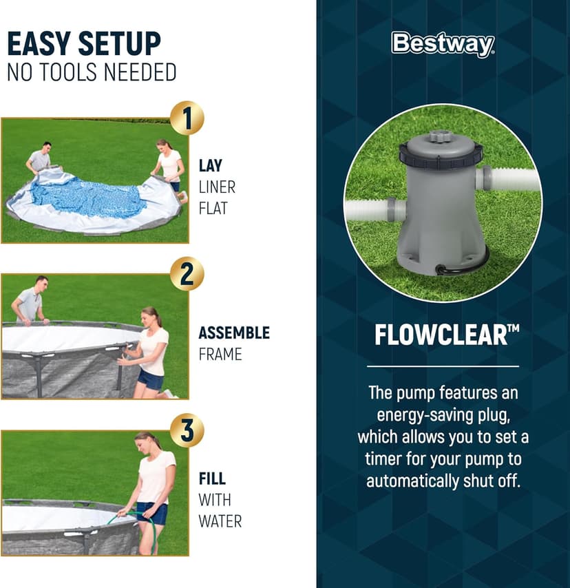 Bestway Steel Pro MAX 10' x 30" Above Ground Pool, Round Metal Frame Outdoor Swimming Pool Set with Filter Pump, Stacked Stone Print