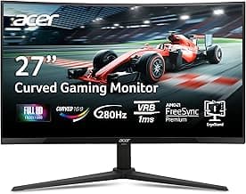 Acer Nitro 27 Inch 1500R Curved Zero-Frame Full HD (1920 x 1080) Gaming Monitor | AMD FreeSync Premium | Up to 280Hz Refresh | 1ms VRB | One Display Port 1.4 and Two HDMI 2.0 Ports | XZ270