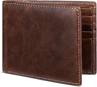 Serovi Genuine Leather Wallet for Men Bifold RFID Blocking Wallets with 12 Card Slots, 2ID Window & 2 Cash Pocket - Includes Gift Box (Coffee Brown)