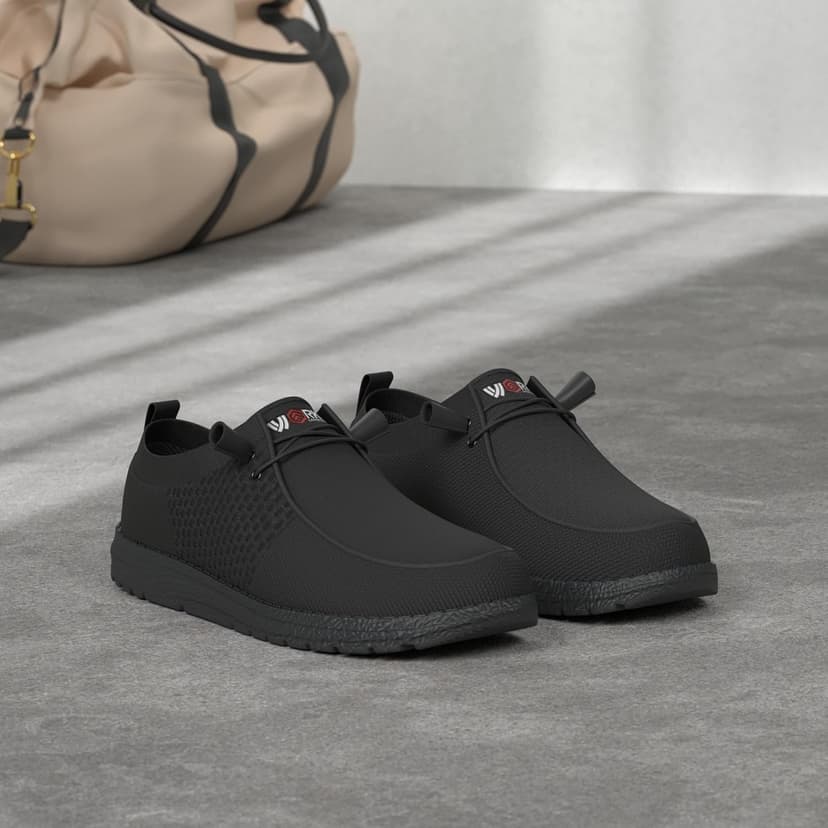 LARNMERN Slip On Steel Toe Shoes Men Lightweight Comfortable Lounging Walking Sneakers Steel Toe Loafers