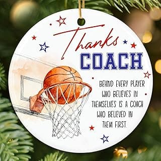 ZAGKOO Basketball Coach Ornament 2025 - Coaches Christmas Ornaments for Men and Women - Basketball Coach Gifts - Sports Thank You and Appreciation Gift Ideas - Ceramic Xmas Tree Ornament Decoration