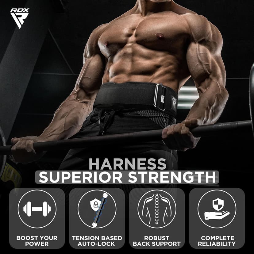 RDX Weight Lifting Belt - AUTO LOCK 4” Premium Adjustable Gym Belt for Olympic Cross Training - Support for Men Women Functional Fitness Workout - WOD Powerlifting Bodybuilding Weightlifting Deadlift