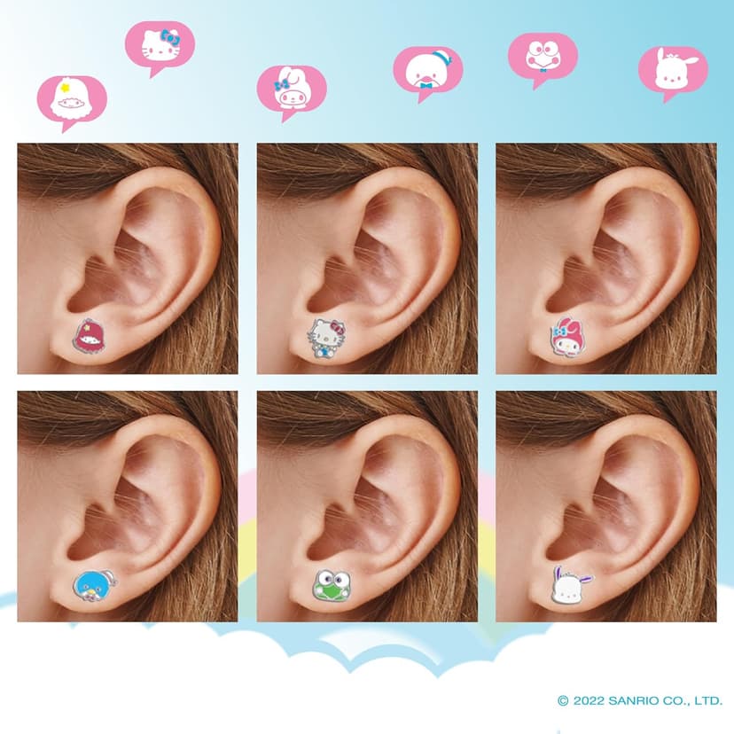 Sanrio Hello Kitty Stud Earrings Pack of 12 Pairs - Official License Hello Kitty and Friends Earrings