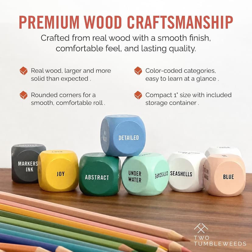 The solution to artist's block – Roll to decide what to draw or paint – Fun, Unique Gift for Artists of All Levels Two Tumbleweeds Art Dice - Drawing & Painting Prompts, Set of 9 dice B0BKTNJ24Z