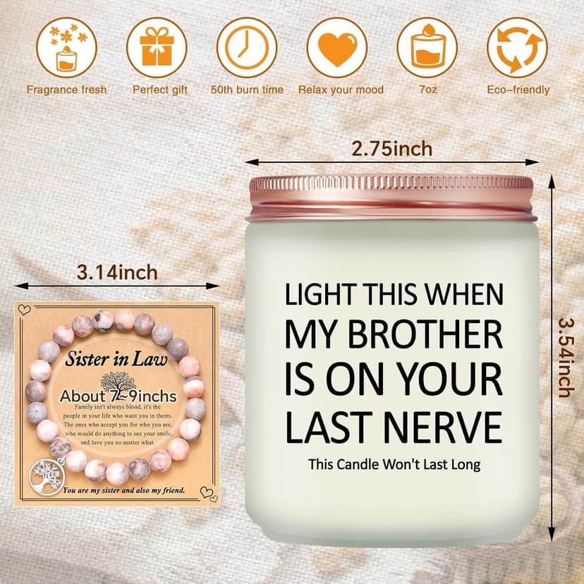 Sister in Law Gifts - Christmas, Birthday, Mother's Day, Wedding Gifts for Sister in Law - Lavender Scented Candles