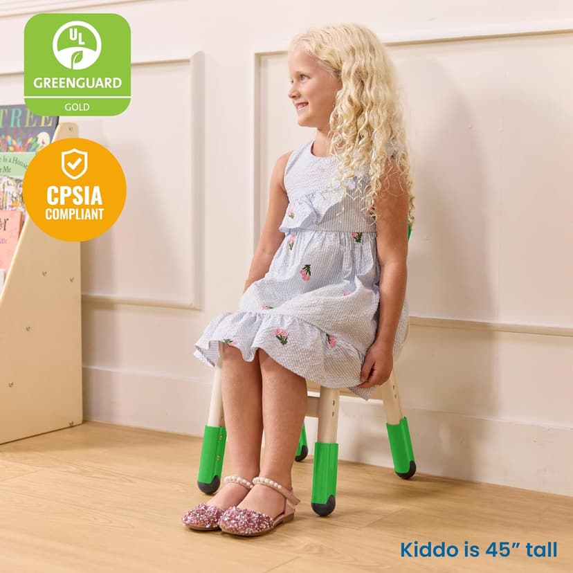 ECR4Kids Classroom Adjustable Chair, Flexible Seating, Grassy Green, 2-Pack