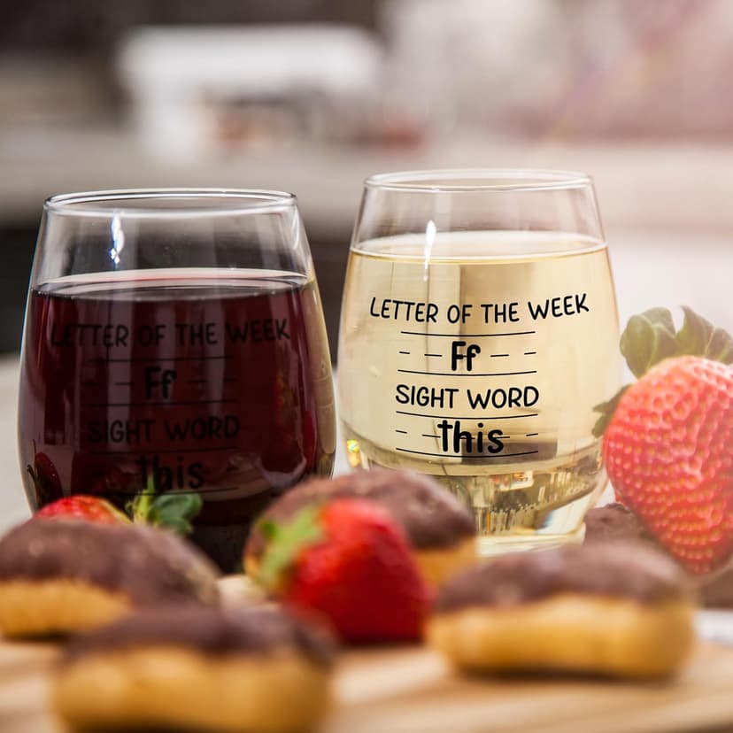 Sight Words 15 oz Wine Glass - Teacher Appreciation Gifts - Best New Teacher Gift Idea for Women, Funny Back to School Present from Students, Thank you Gifts for Coworker Retirement Birthday Christmas