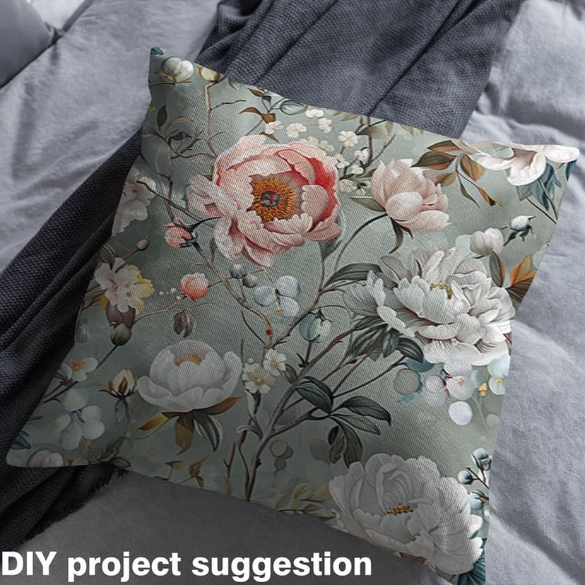 Peony Flowers Upholstery Fabric for Chairs Sofa,Garden Petals Floral Flannel Fabric by The Yard,Pastel Aesthetic Blossom for Quilting Sewing,Pastoral Plant Botanical DIY Art,Pink White,1 Yard
