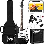 Best Choice Products 39in Full Size Beginner Electric Guitar Starter Kit w/Case, Strap, 10W Amp, Strings, Pick, Tremolo Bar - Jet Black