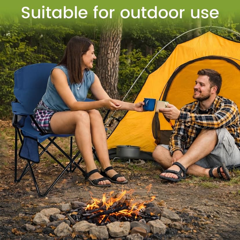 2 Pack Folding Camping Chair with Cup Holder & Side Storage Bag 300lbs Capacity Lightweight High Back Portable for Beach, Picnic, Sport, Cyan