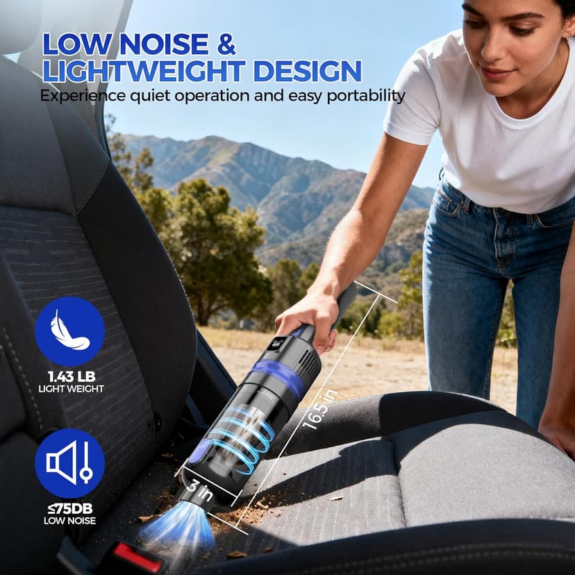 Filigo Handheld Vacuum Cordless Rechargeable 2-Speed Modes| 3-in-1 Portable Cordless Vacuum Cleaner with Charging Dock, for Car Home Office and Pet Hair(Blue)