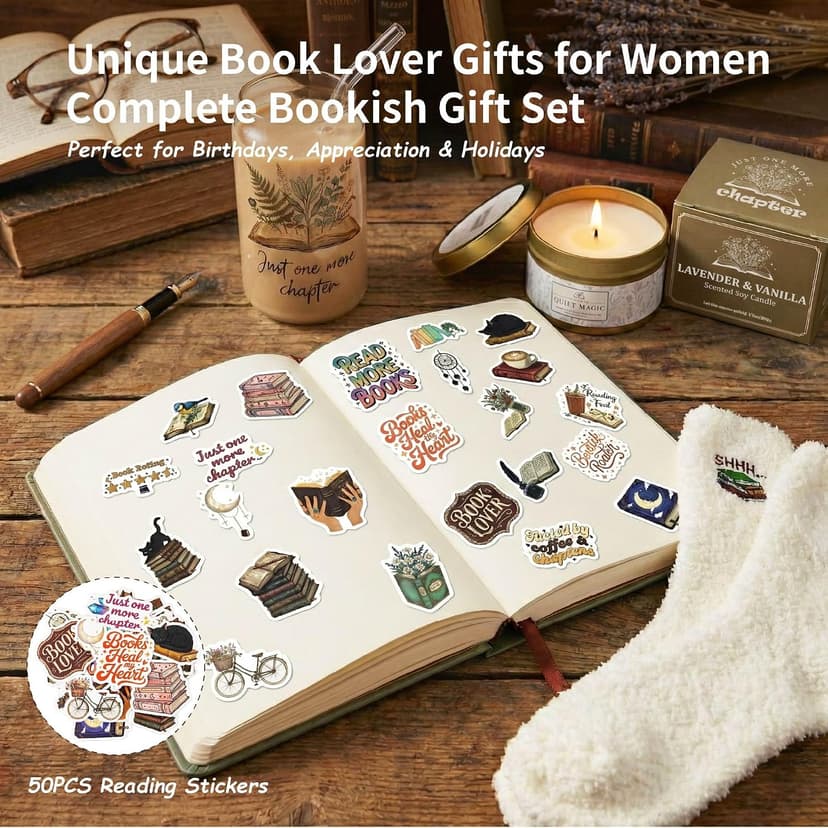 Gifts for Book Lovers Women, Reading Accessories Gift for Reading Club Present for Bookworm Librarian Birthday Christmas MHSMHL Book Lovers Gifts for Women,Vintage Bookish Gifts, Gifts for Readers B0GJ4NRQYD